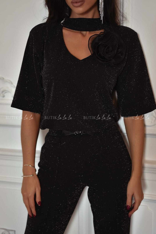 Komplet czarny z srebrną nitką Nikolett 2