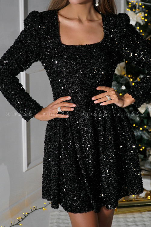 Sukienka mini cekinowa czarna Estrella 2