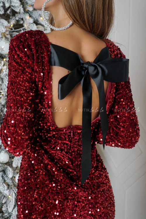 Sukienka z kokardą na plecach bordowa Mintia