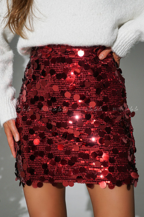Spódnica mini cekinowa bordowa Christmas Time