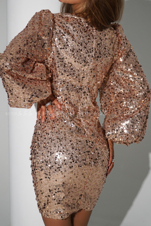Sukienka cekinowa różowe złoto Vaiana 1