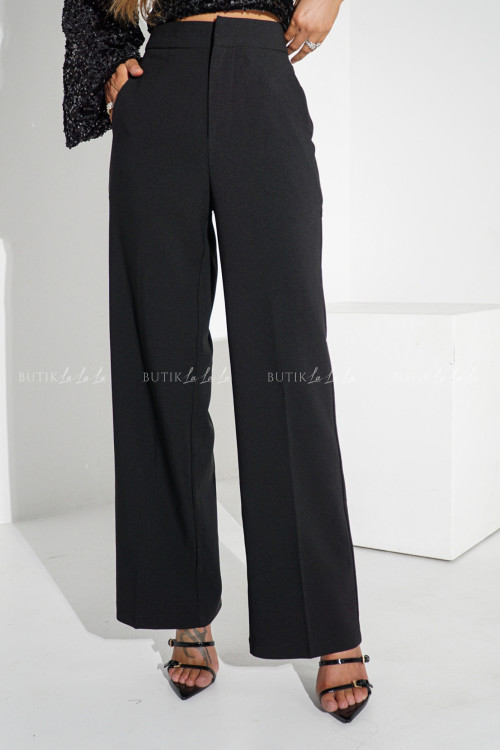 Spodnie z prostą nogawką czarne Poul