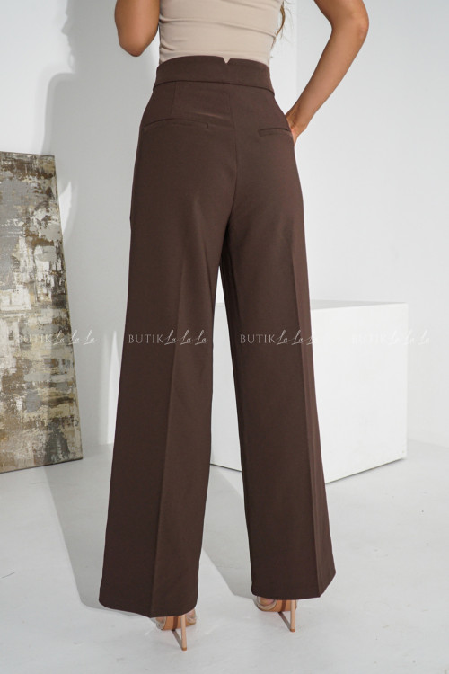 Spodnie z prostą nogawką brązowe Poul 11