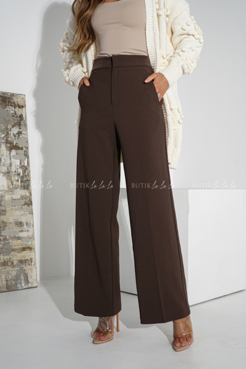 Spodnie z prostą nogawką brązowe Poul 8