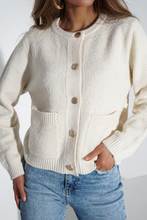 Sweter rozpinany kremowy Arthus