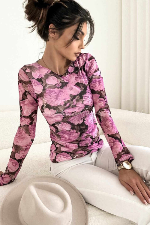 Bluzka z siateczką w kwiatowy print Selfie 3