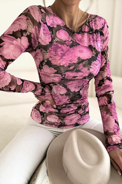 Bluzka z siateczką w kwiatowy print Selfie 4