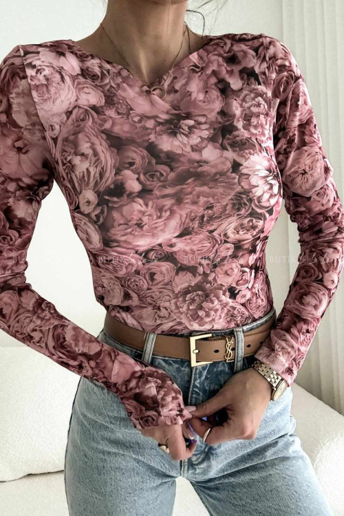 Bluzka z siateczką w kwiatowy print Selfie