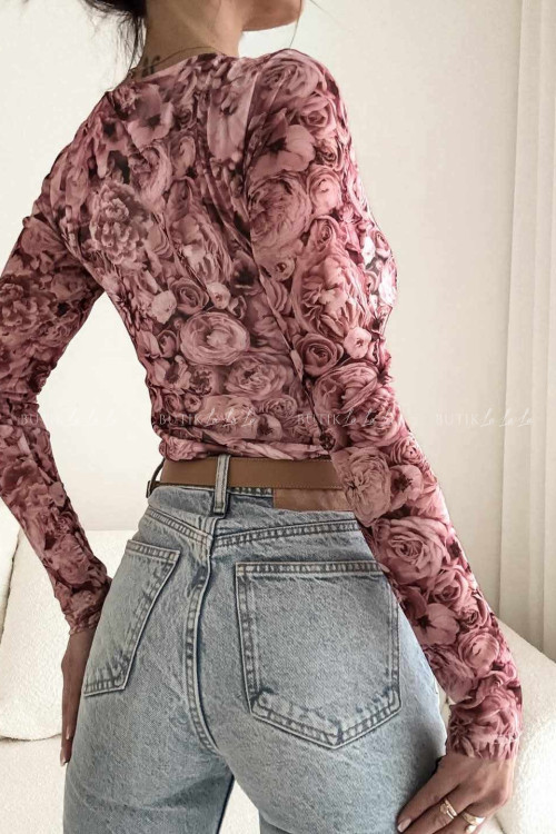 Bluzka z siateczką w kwiatowy print Selfie 5