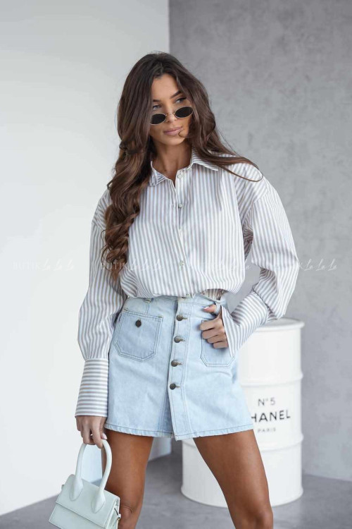 Koszula w biało-beżowe paski Allora 1