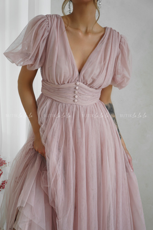 sukienka pudrowa tiulowa Murillo