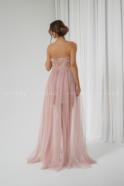 Sukienka beżowa tiulowa Roses 4