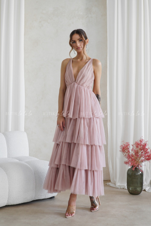 sukienka pudrowa tiulowa Magnolie 1