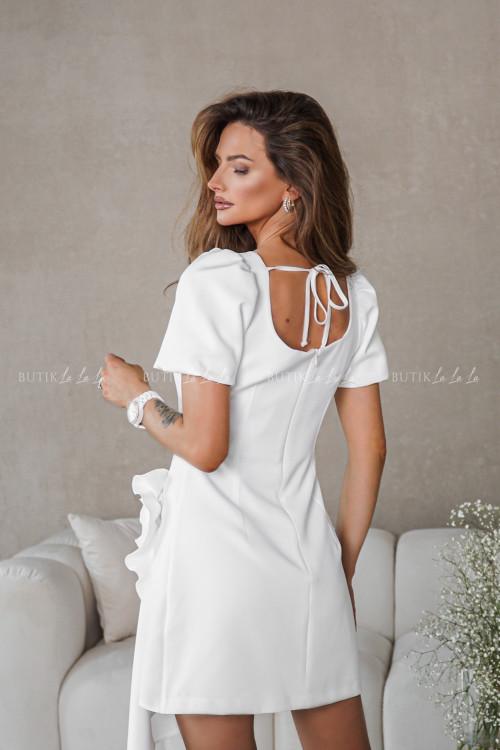 Sukienka mini z kwiatem biała Florida 3