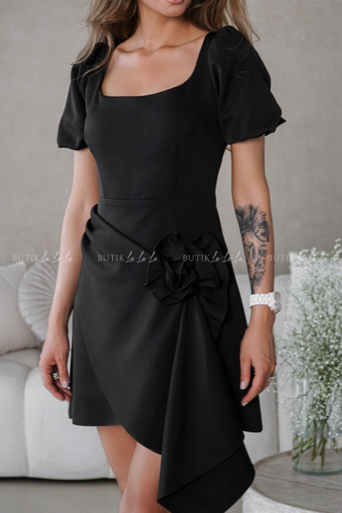 Sukienka mini z kwiatem czarna Florida