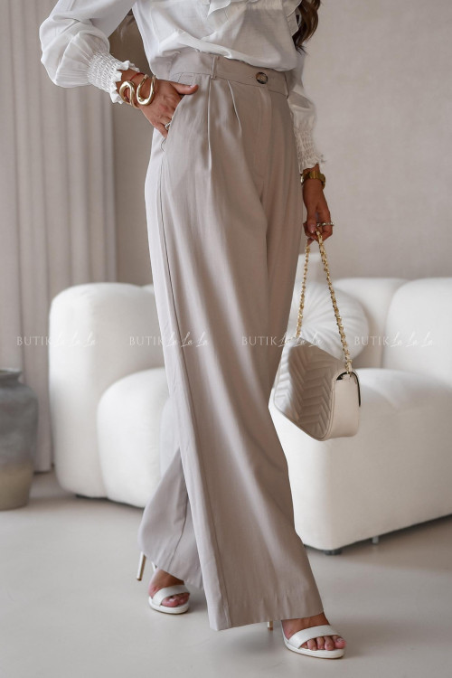 Spodnie o prostym kroju jasno beżowe Krakom