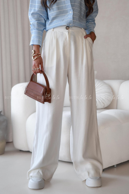 Spodnie o prostym kroju białe Krakom 1