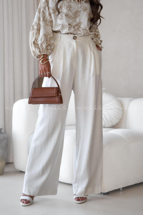 Spodnie o prostym kroju białe Krakom 3