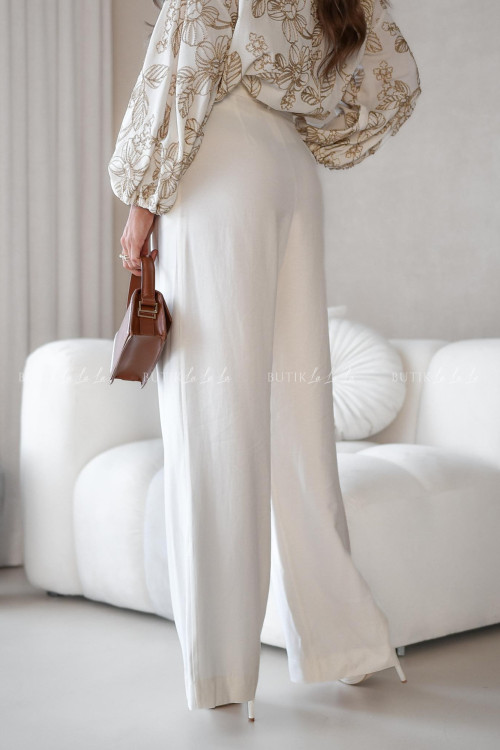 Spodnie o prostym kroju białe Krakom 4