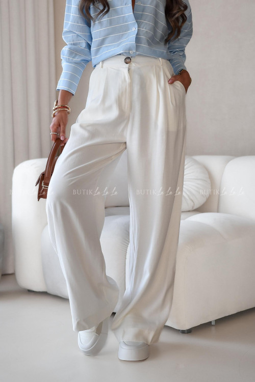Spodnie o prostym kroju białe Krakom