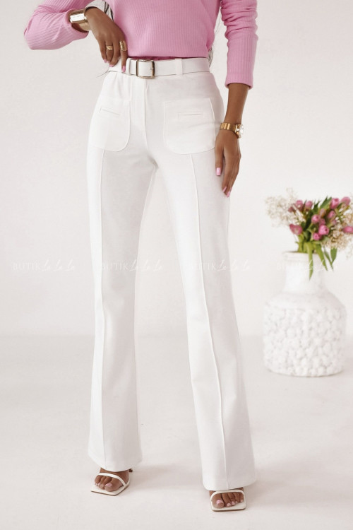 Spodnie białe z szeroką nogawką