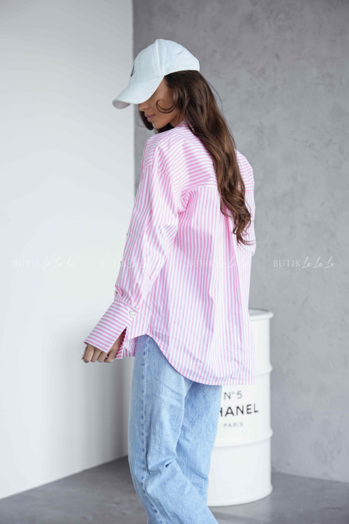 Koszula w biało-różowe paski Allora 1