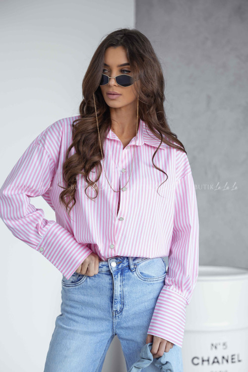 Koszula w biało-różowe paski Allora 2