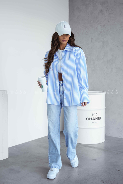 Koszula w biało-niebieskie paski Allora 1