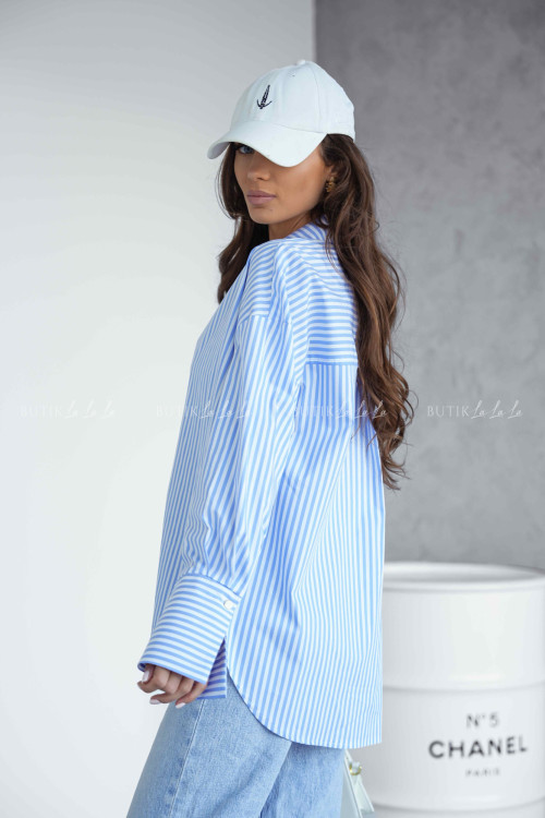 Koszula w biało-niebieskie paski Allora 2