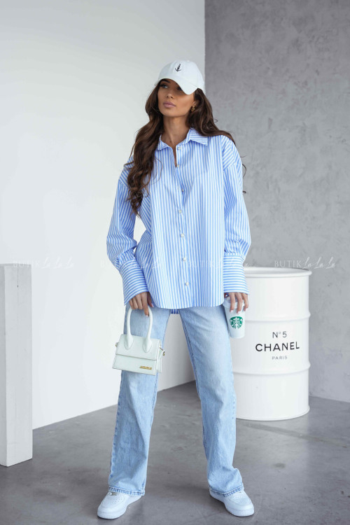 Koszula w biało-niebieskie paski Allora 3