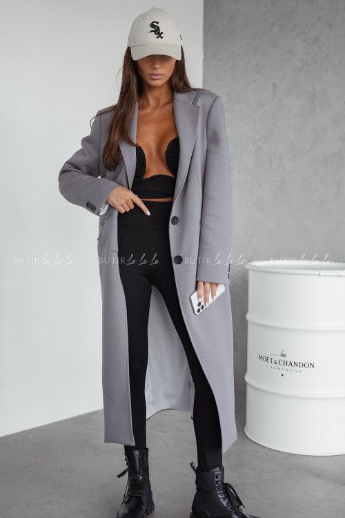 Płaszcz ciemno szary Floral