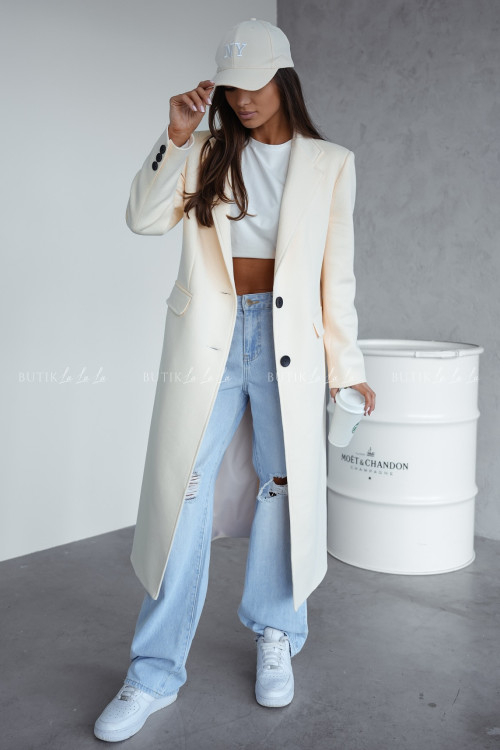 Płaszcz jasno kremowy Floral