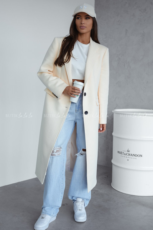 Płaszcz jasno kremowy Floral 2