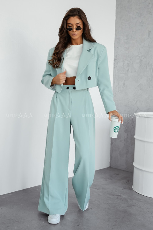 Spodnie pistascjowe o szerokim kroju Broklyn