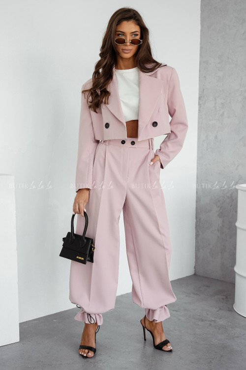 Marynarka o krótkim kroju pudrowa Kourtney 2