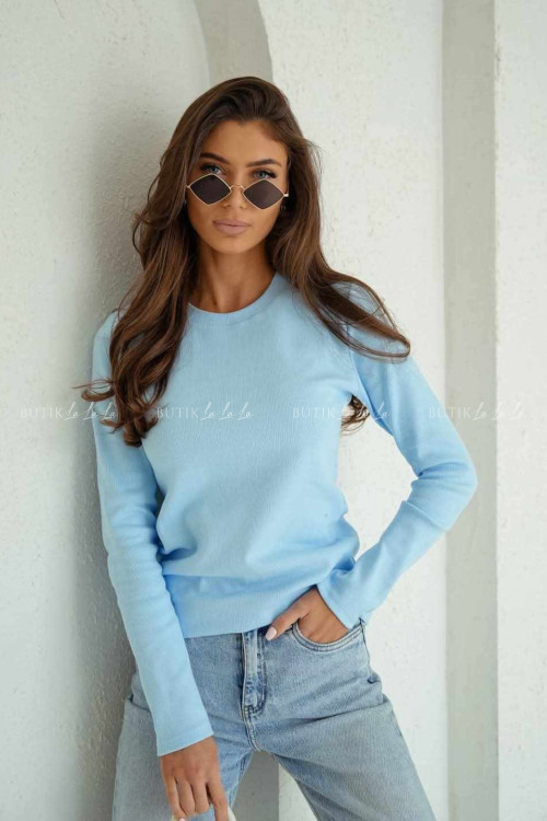 Bluzka bawełniana prążkowana błękitna 2