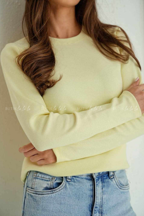 Bluzka bawełniana prążkowana żółta