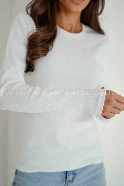 Bluzka bawełniana prążkowana biała