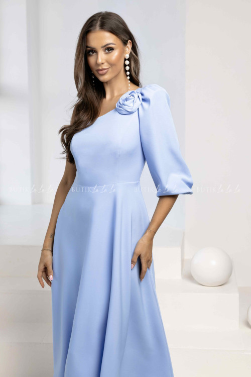 Sukienka midi z jednym rękawem niebieska Inga