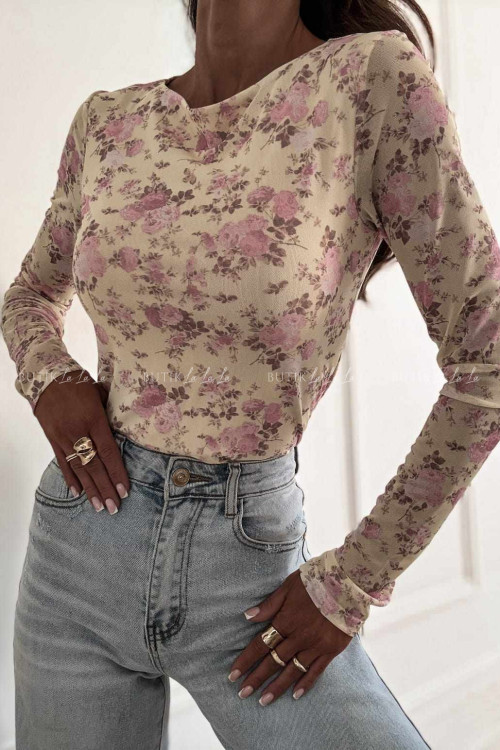 Bluzka z siateczką w kwiatowy print Selfie 1