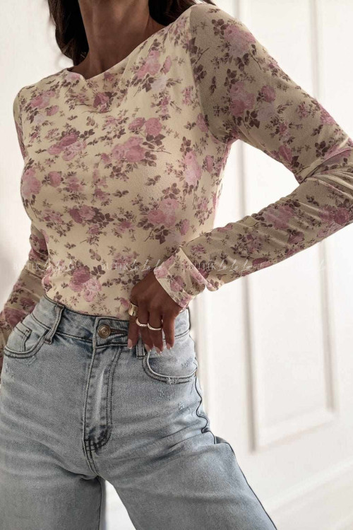 Bluzka z siateczką w kwiatowy print Selfie 2