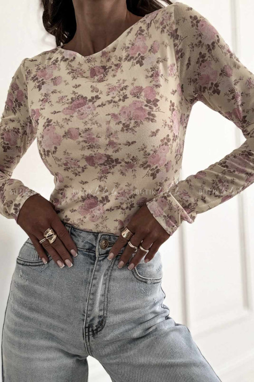 Bluzka z siateczką w kwiatowy print Selfie 4