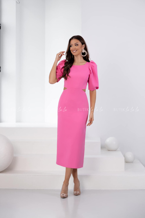 Sukienka midi z wycięciem różowa Pretta 2