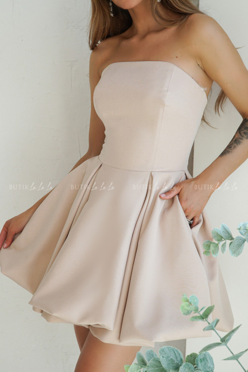 Sukienka beżowa mini bombka Bonari