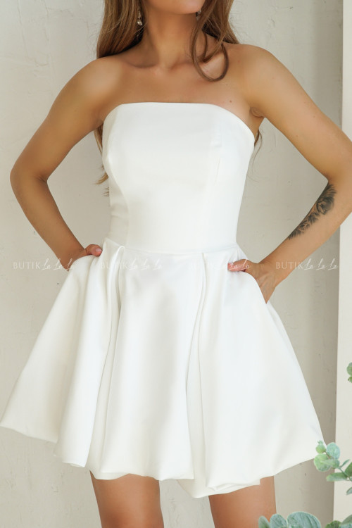 Sukienka biała mini bombka Bonari