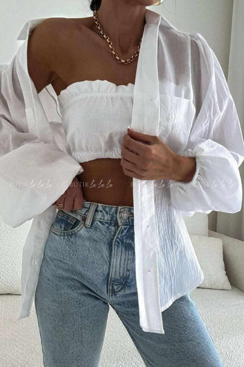 Komplet biały koszula z topem
