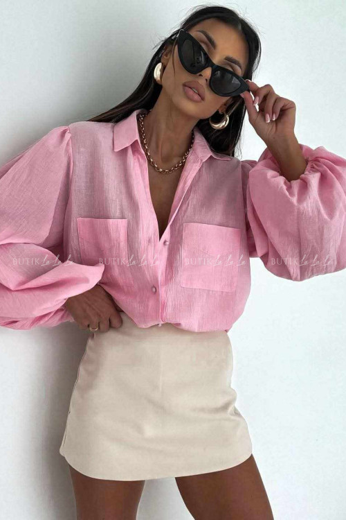 Komplet różowy koszula z topem 3