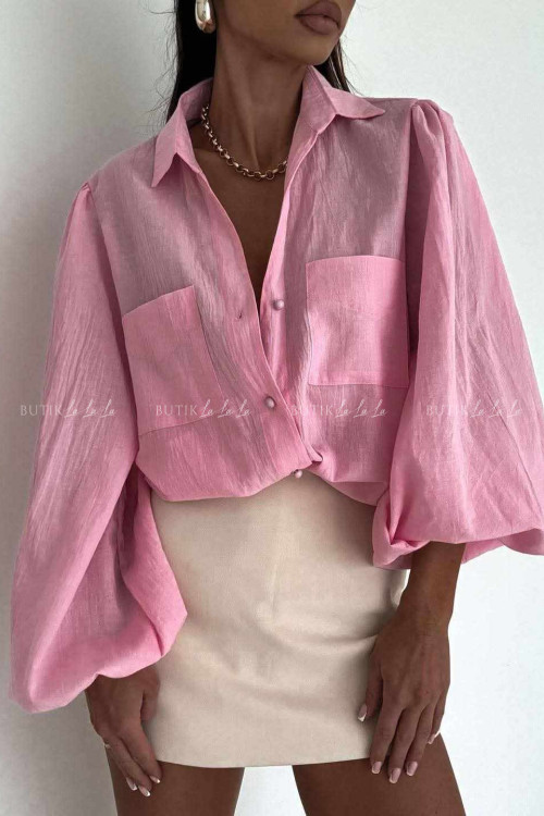 Komplet różowy koszula z topem 7