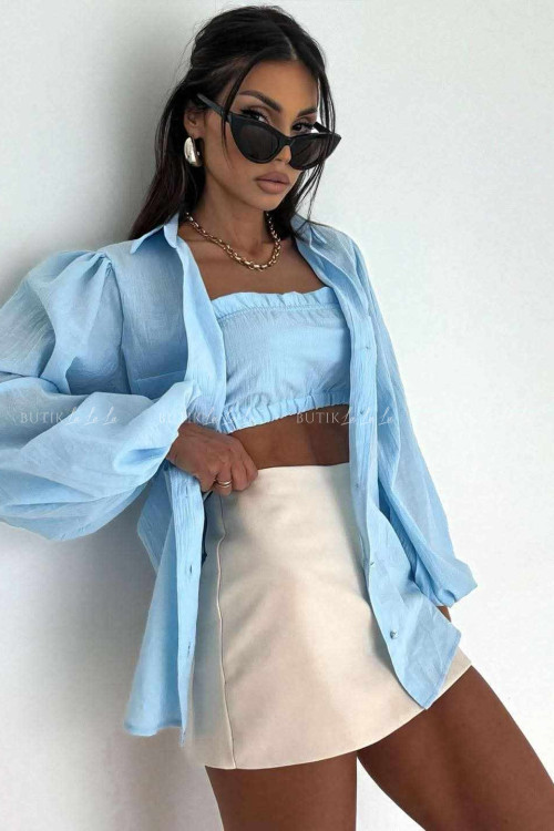 Komplet niebieski koszula z topem 4