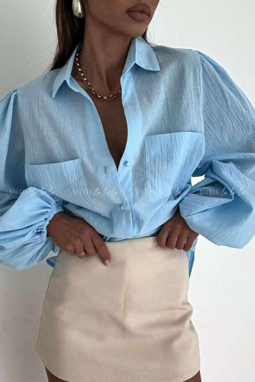 Komplet niebieski koszula z topem 5